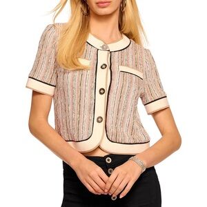 NWT Ramy Brook Sterling sequined knit short-sleeve jacket Size Small